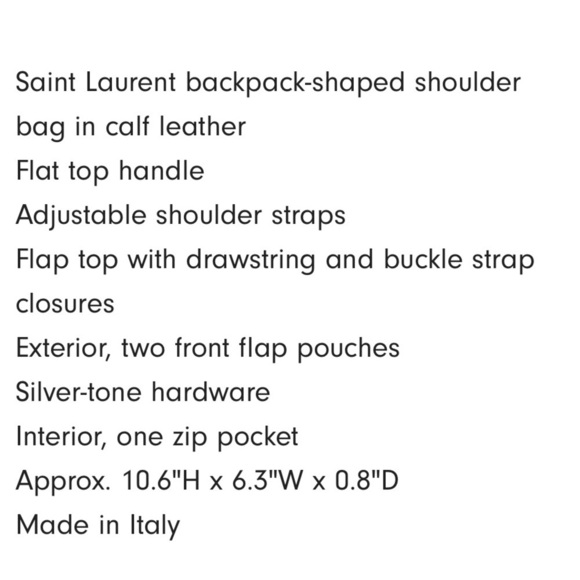 - Saint Laurent back pack style shoulder bag - Picture 13 of 13